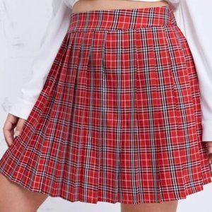 Plus Plaid Print Fold Pleated Skirt - sz 14